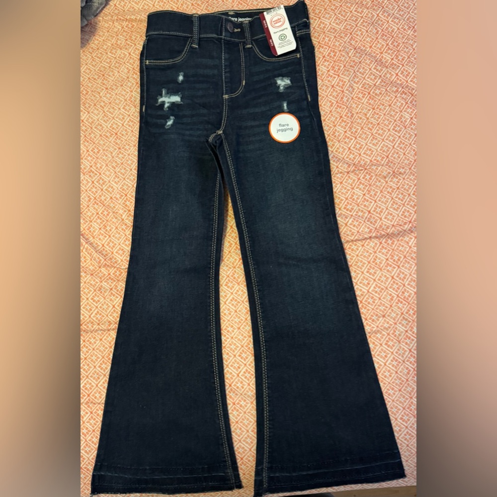 Wonder Nation Girls Dark Blue Distressed Flare Jeans
